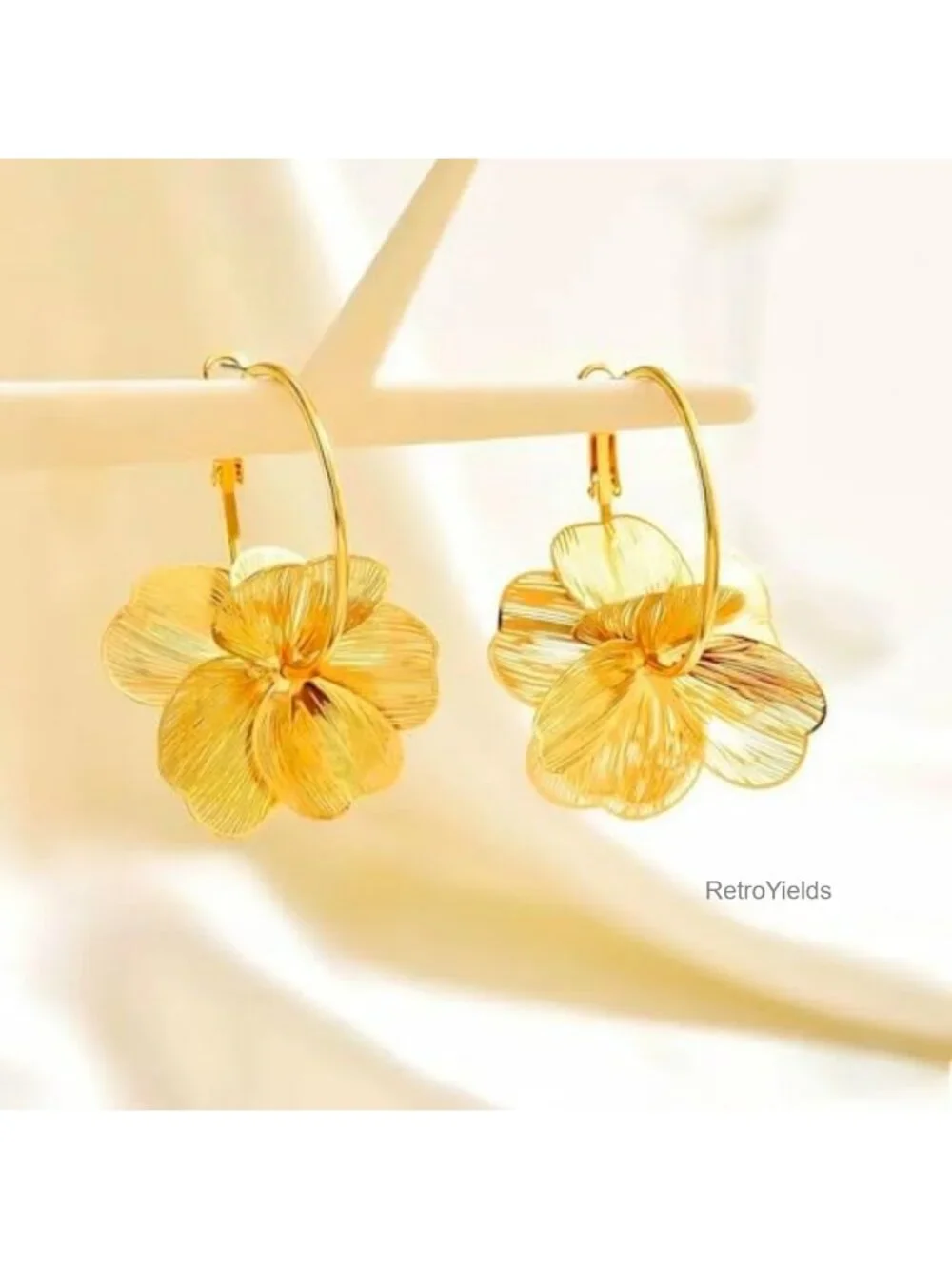 Flower Statement Drop Earrings for Women Bohemian Floral Dangle Hoop Earrings